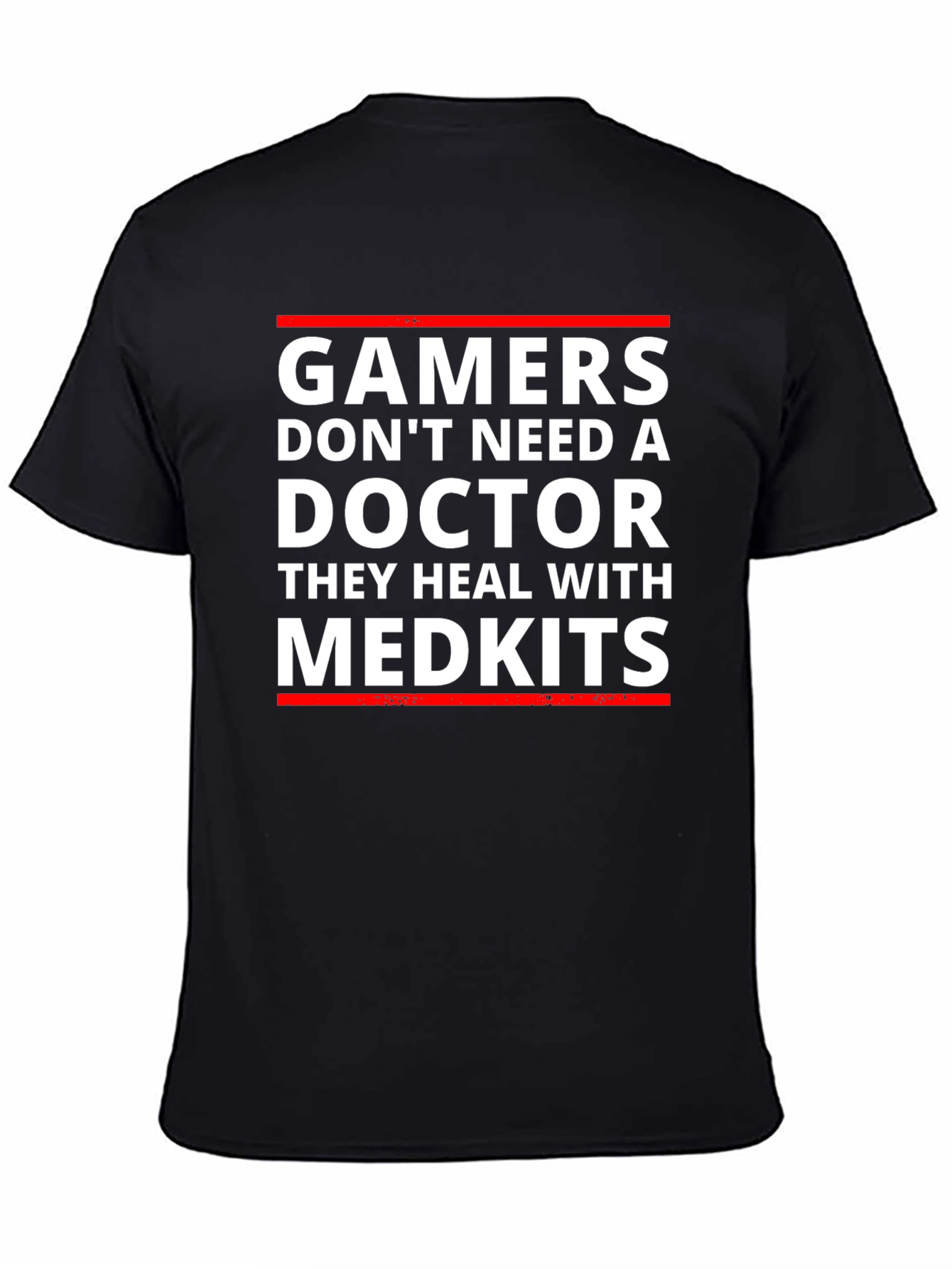 Gamers Heal With Medkits Funny Black Graphic T-Shirt