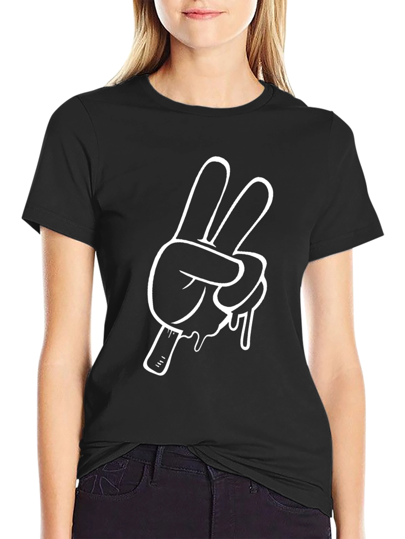Cool Peace Sign Graphic Tee - Black
