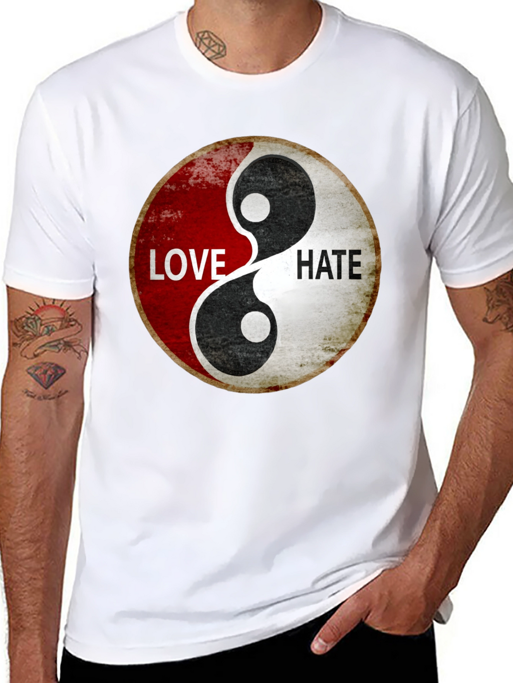 Yin Yang Love Hate Graphic T-Shirt