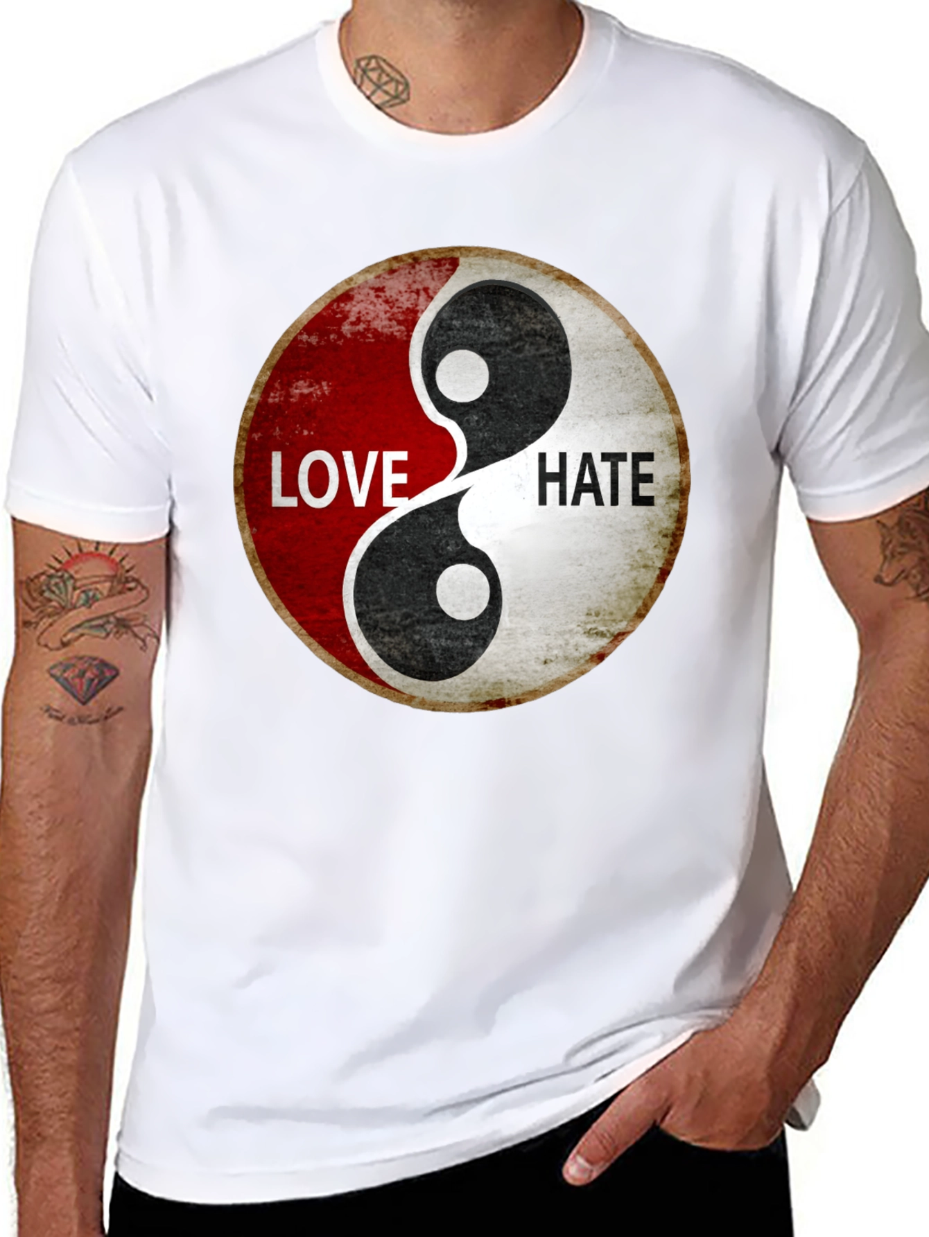 Yin Yang Love Hate Graphic T-Shirt