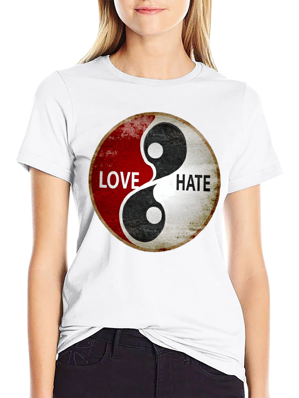 Yin Yang Love Hate Graphic T-Shirt