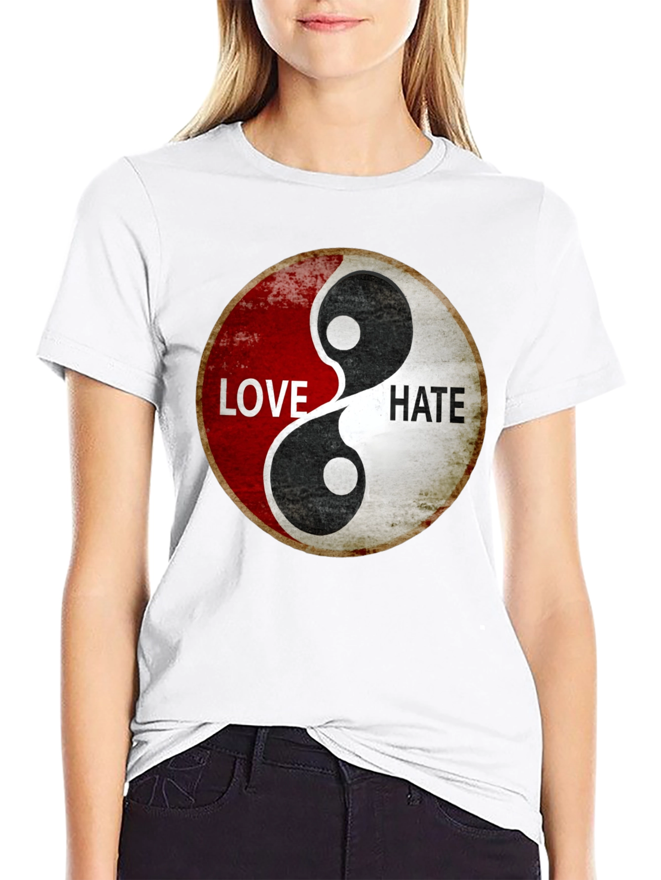 Yin Yang Love Hate Graphic T-Shirt