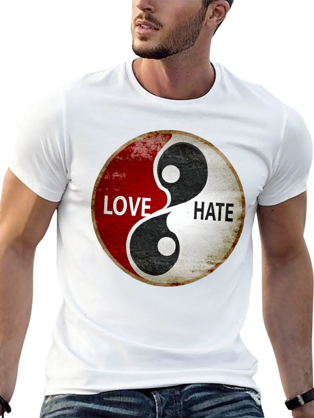 Yin Yang Love Hate Graphic T-Shirt