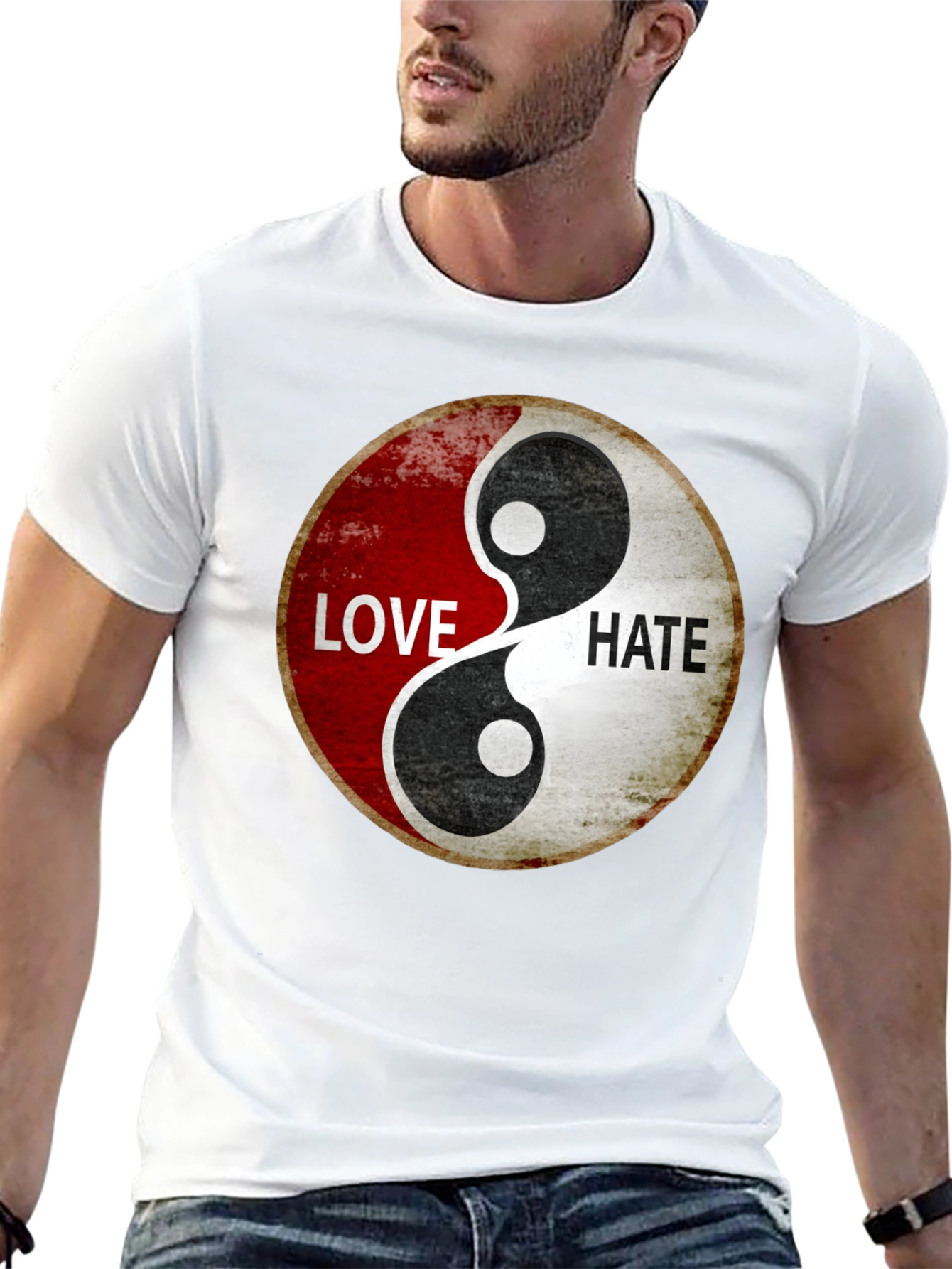 Yin Yang Love Hate Graphic T-Shirt