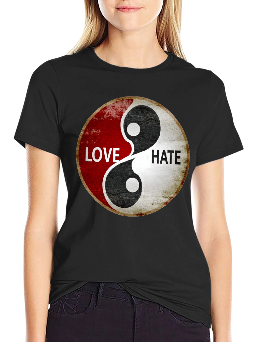 Yin Yang Love Hate Graphic T-Shirt