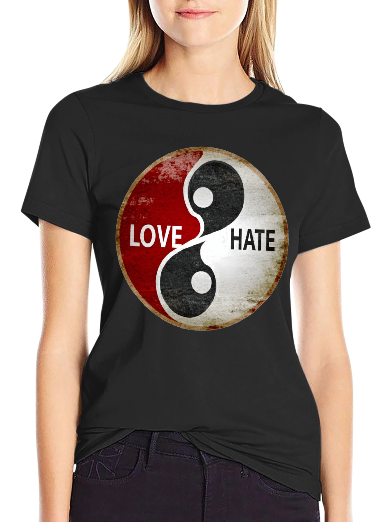 Yin Yang Love Hate Graphic T-Shirt
