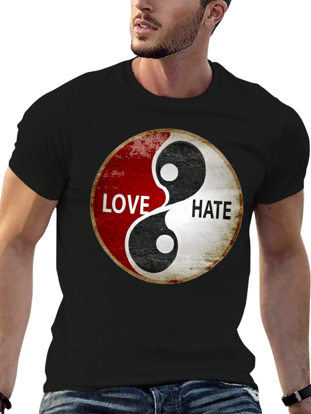Yin Yang Love Hate Graphic T-Shirt