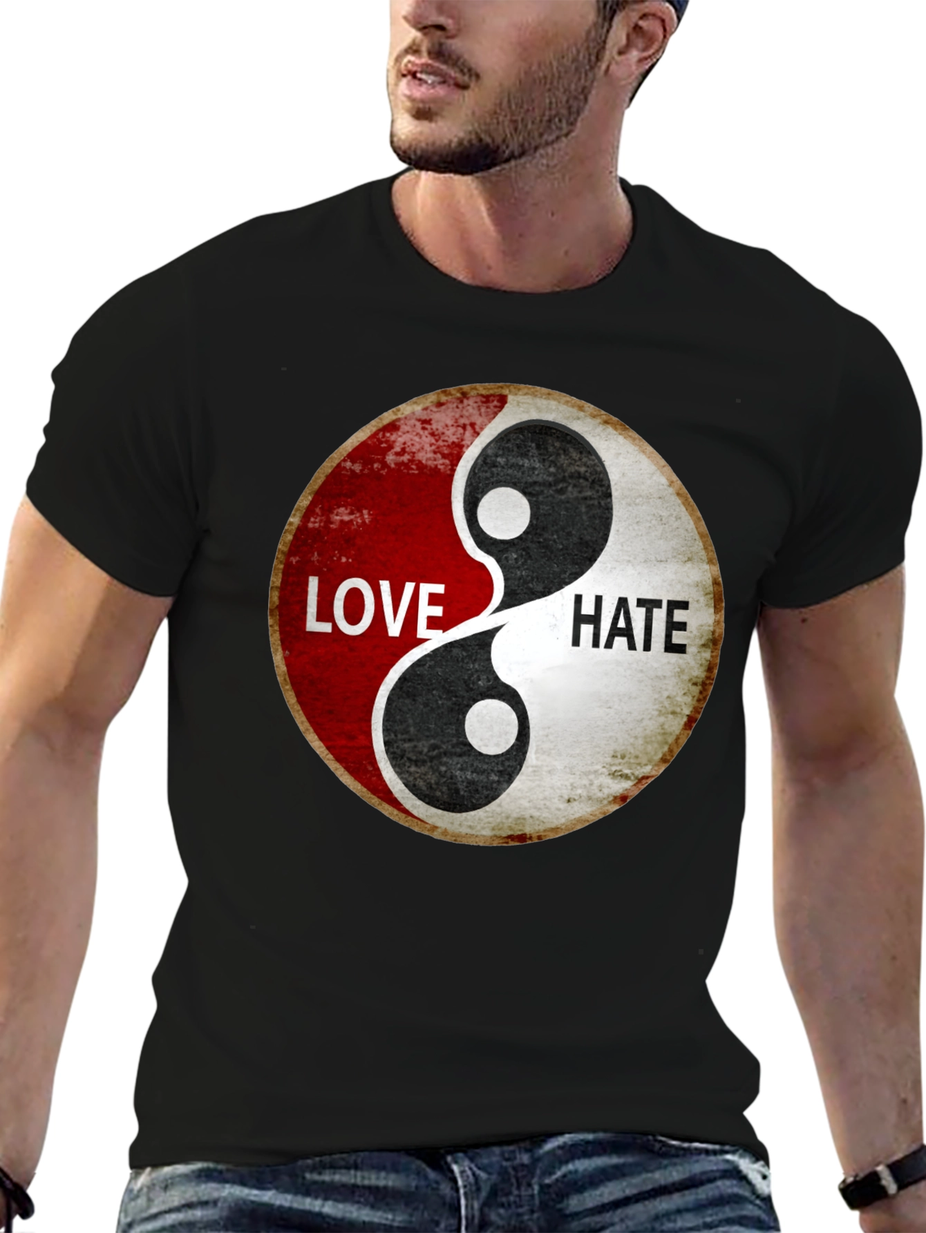 Yin Yang Love Hate Graphic T-Shirt
