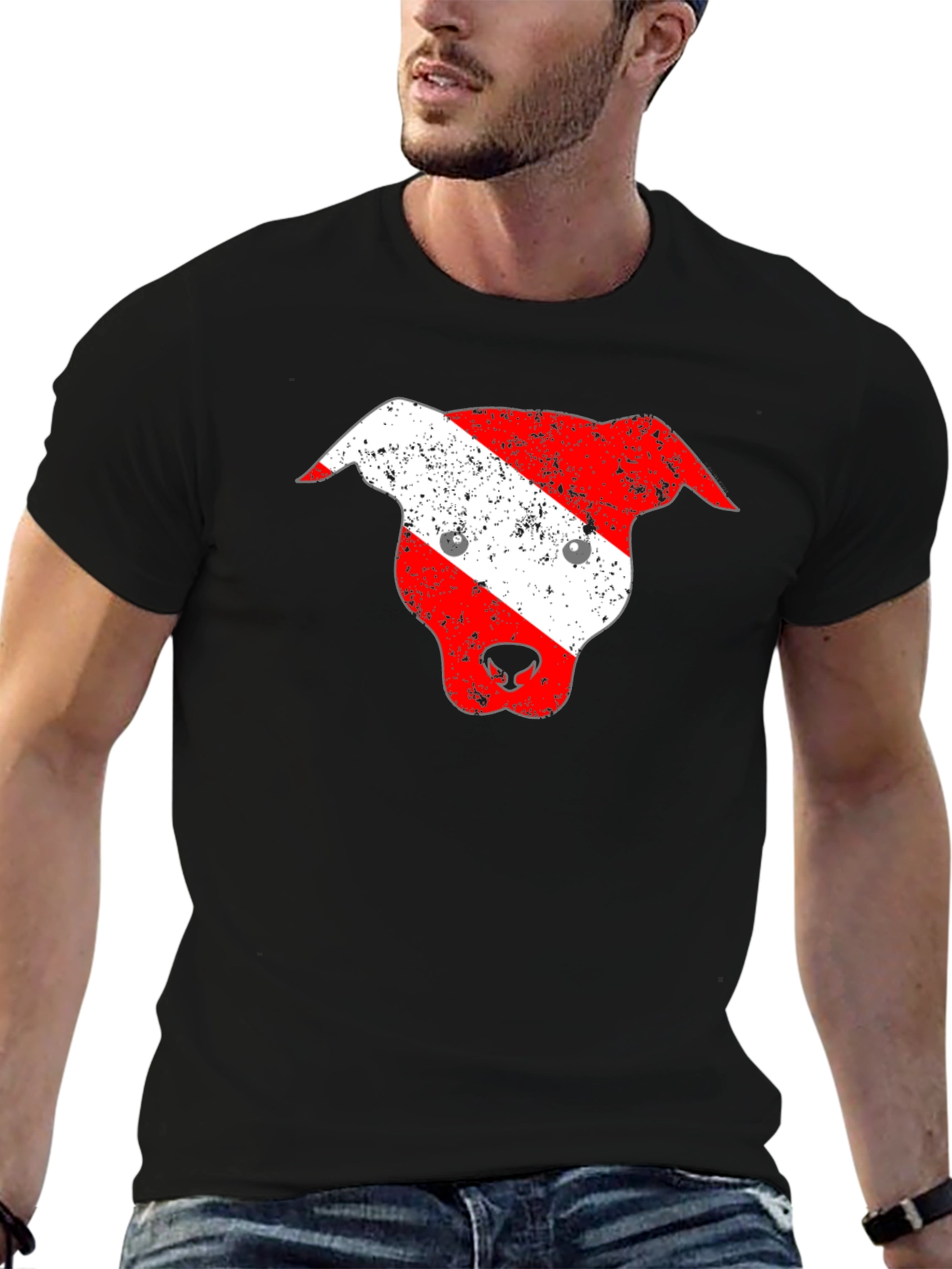Dog Head Graphic T-Shirt - Black