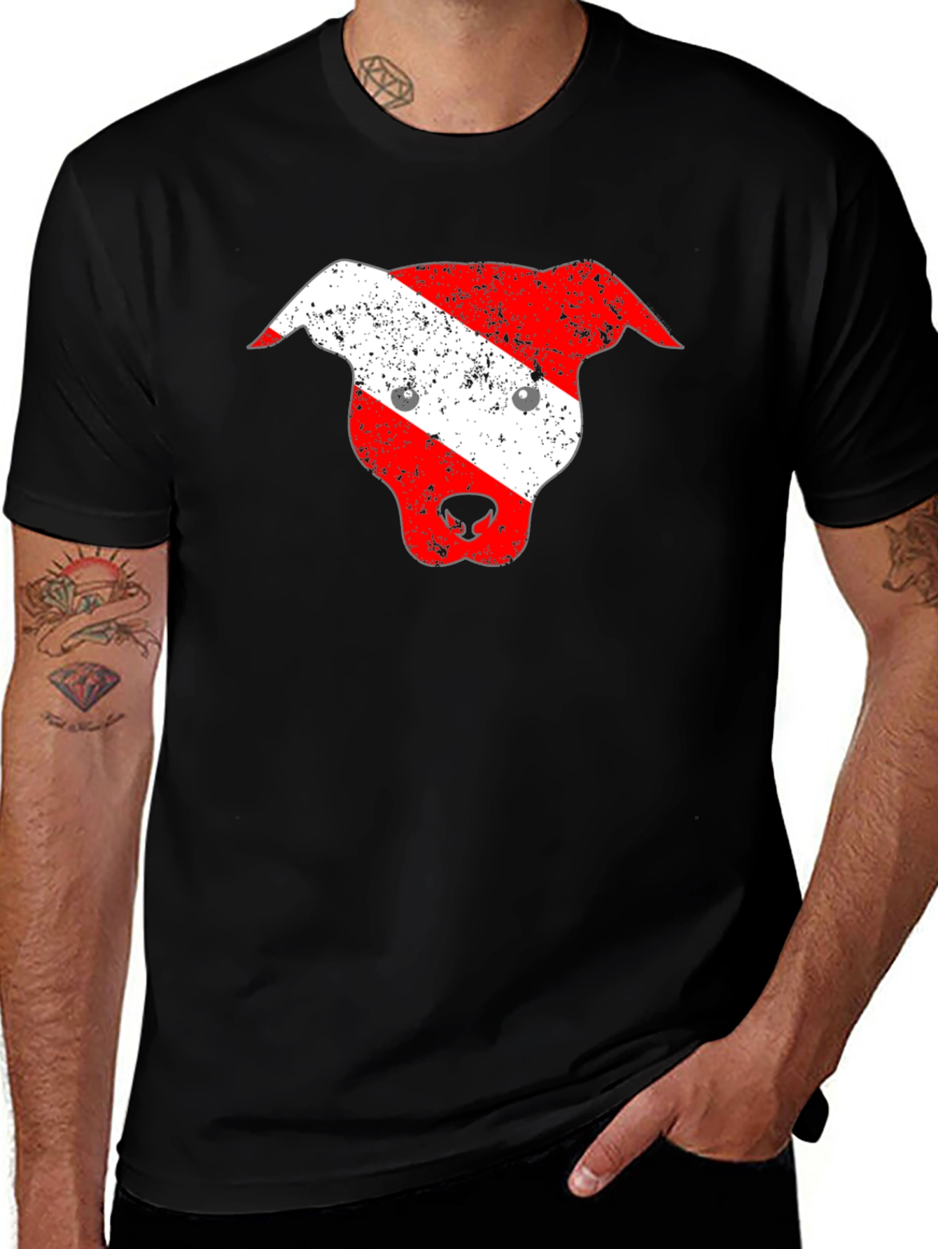 Dog Head Graphic T-Shirt - Black