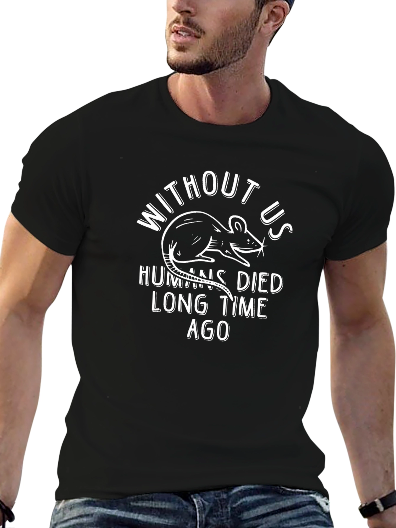 Without Us Rat Graphic Tee - Black Cotton T-Shirt
