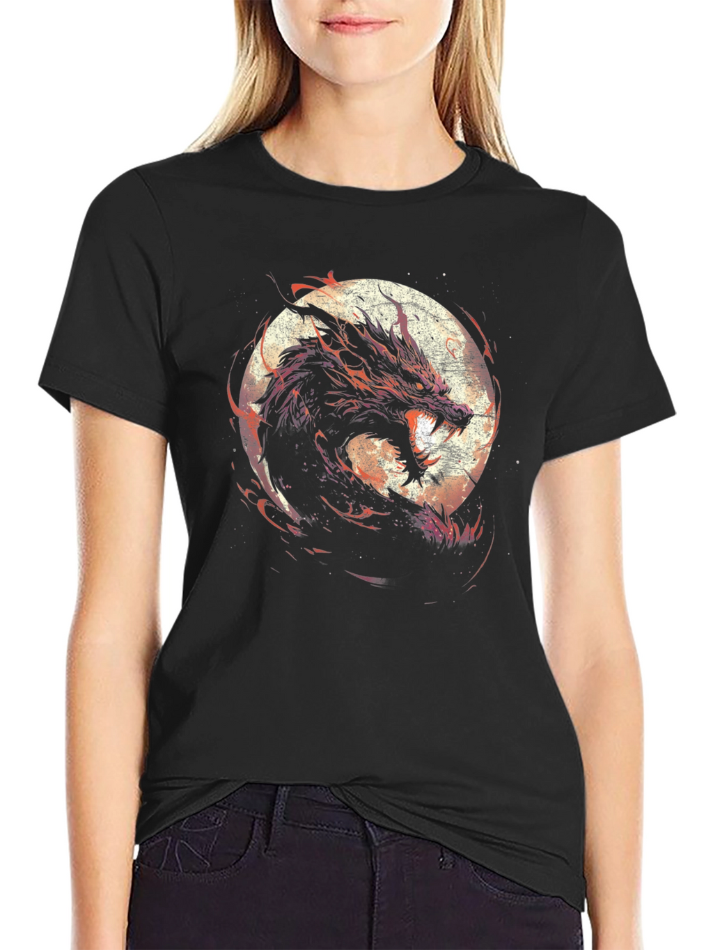 Dragon Moon Graphic Tee - Black