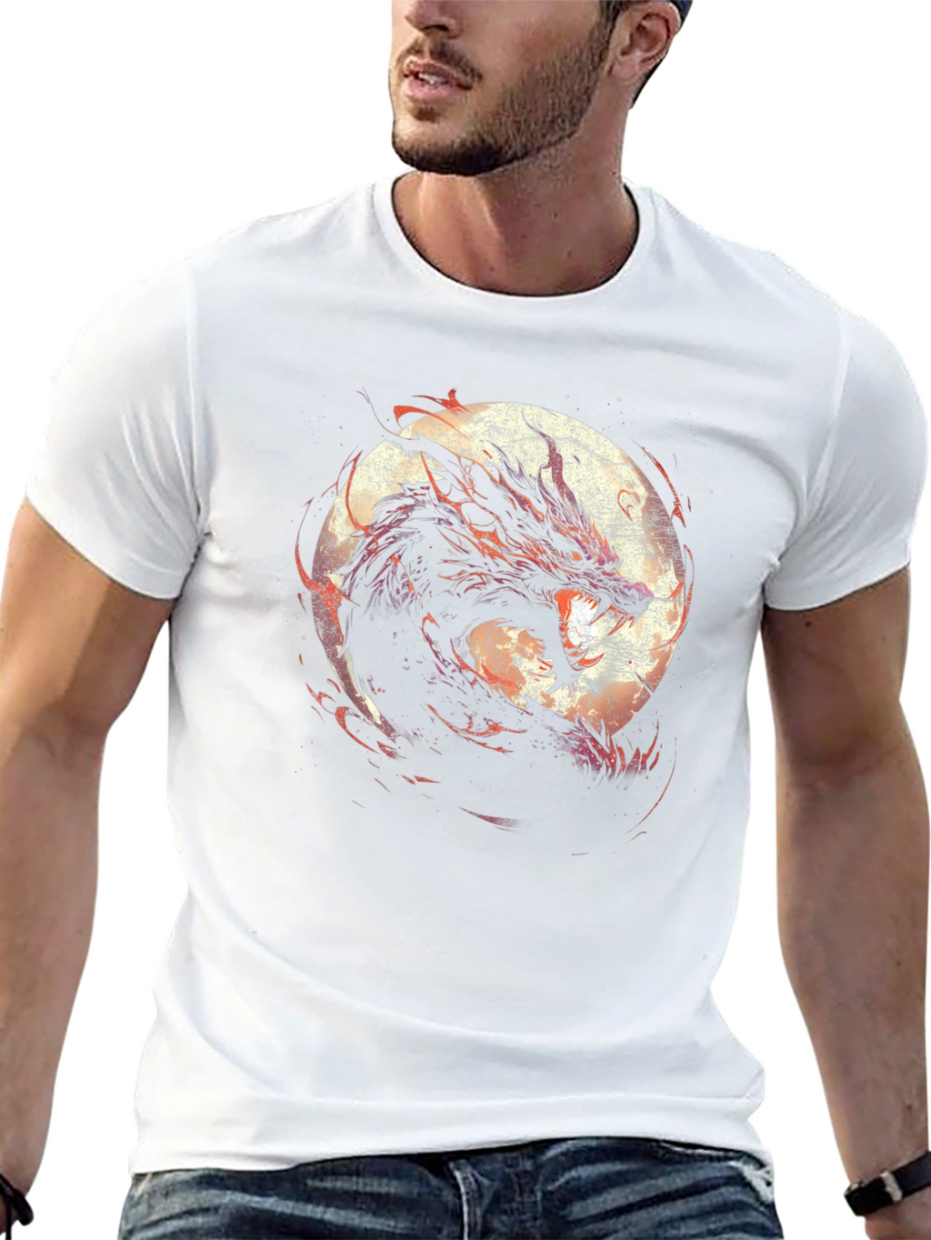 Dragon Moon Graphic Tee - Black