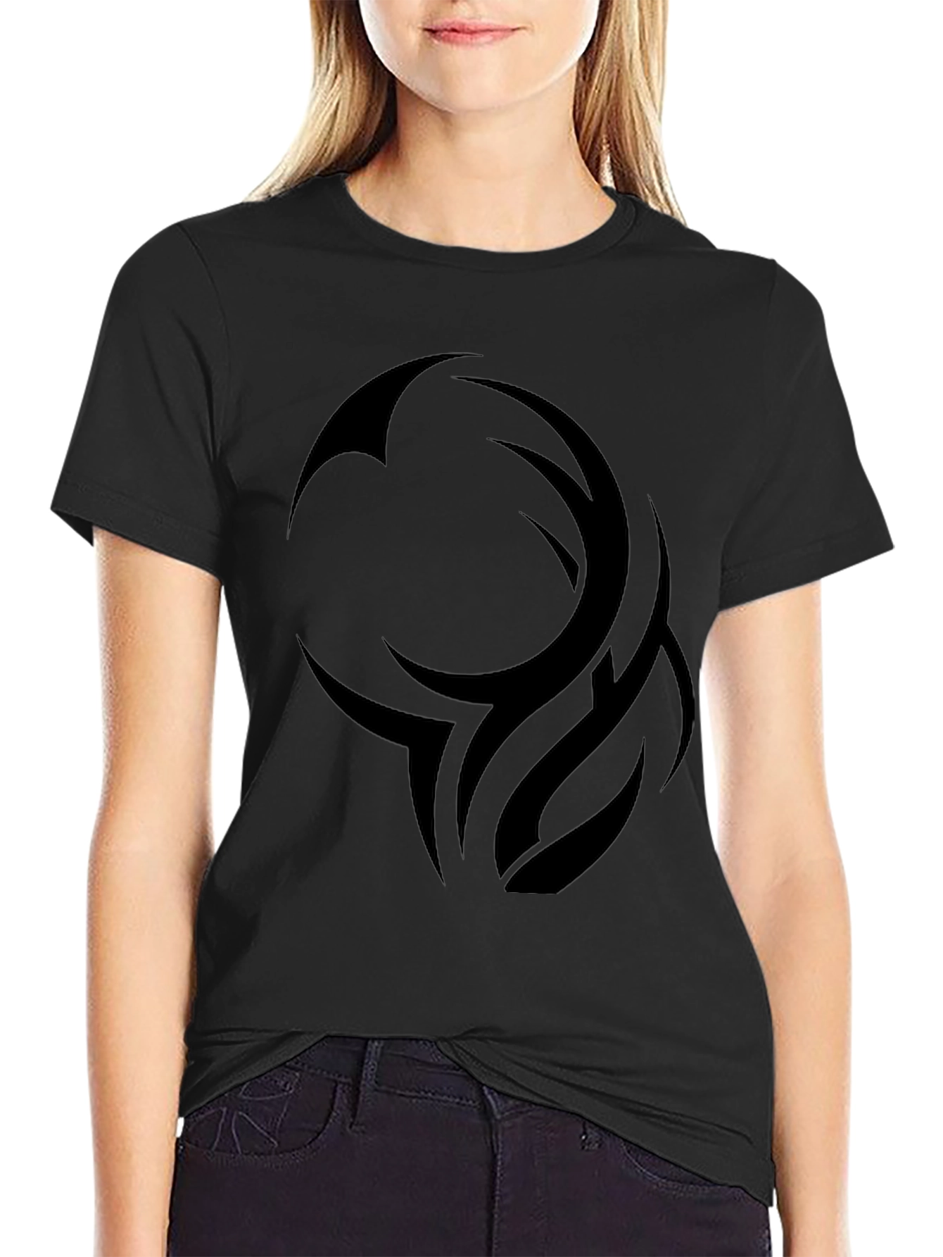Mens Black Tribal Design Graphic T-Shirt