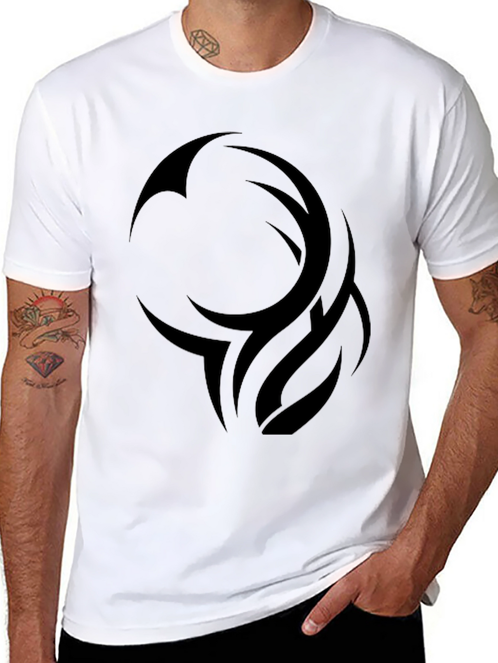 Mens Black Tribal Design Graphic T-Shirt