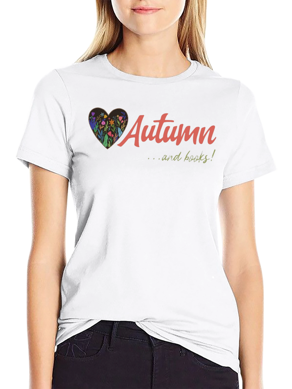 Autumn and Books Graphic T-Shirt - Black