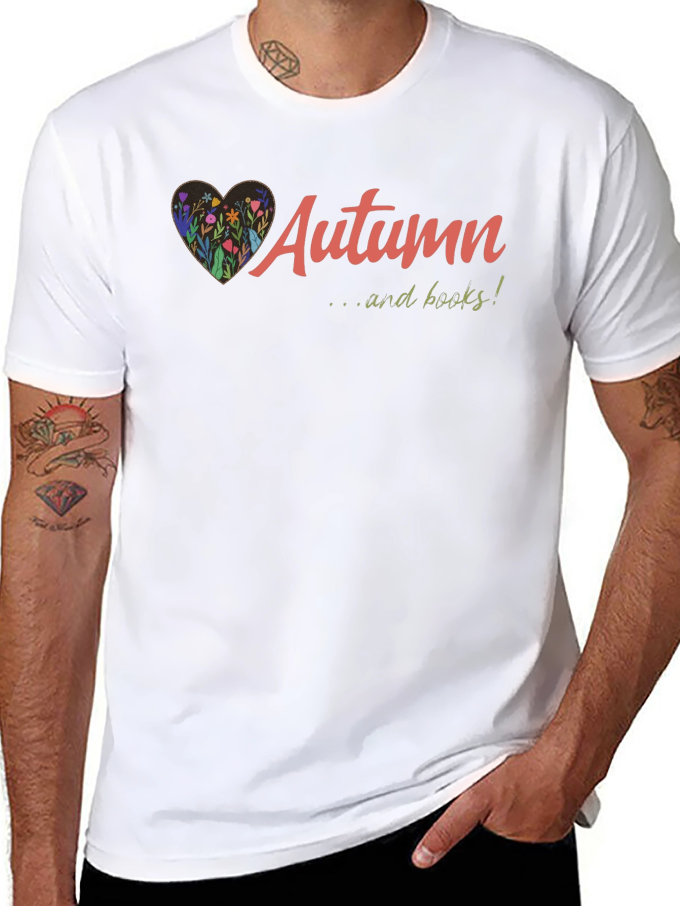 Autumn and Books Graphic T-Shirt - Black
