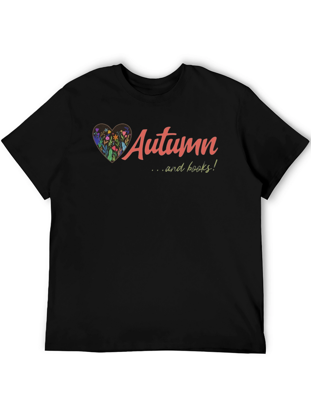 Autumn and Books Graphic T-Shirt - Black