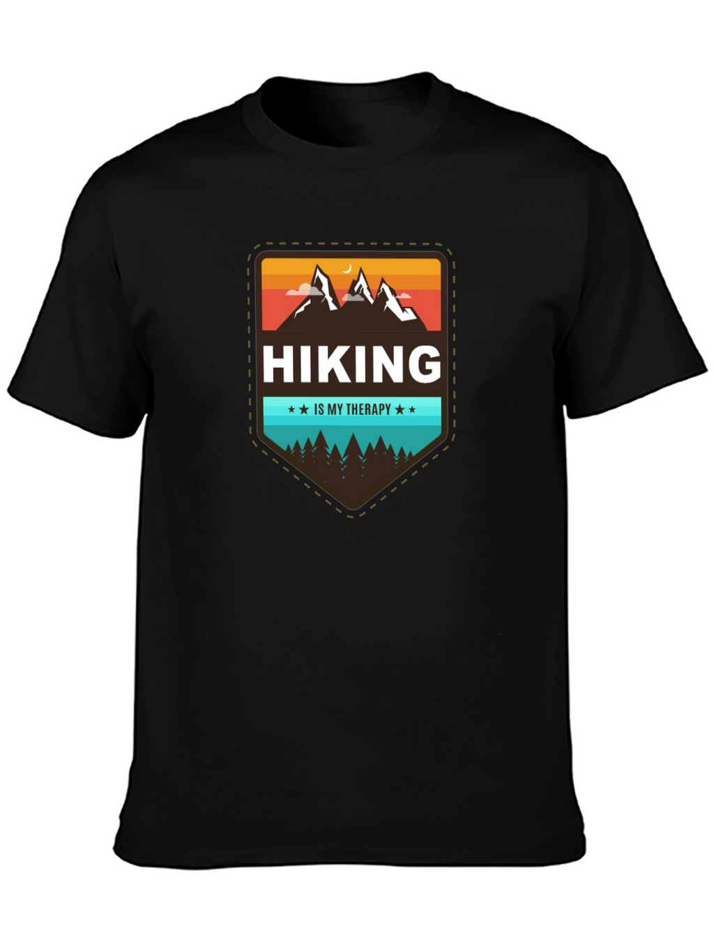 Hiking is My Therapy Black T-Shirt