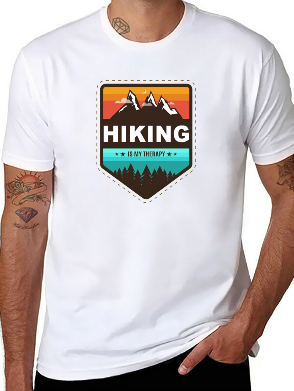 Hiking is My Therapy Black T-Shirt