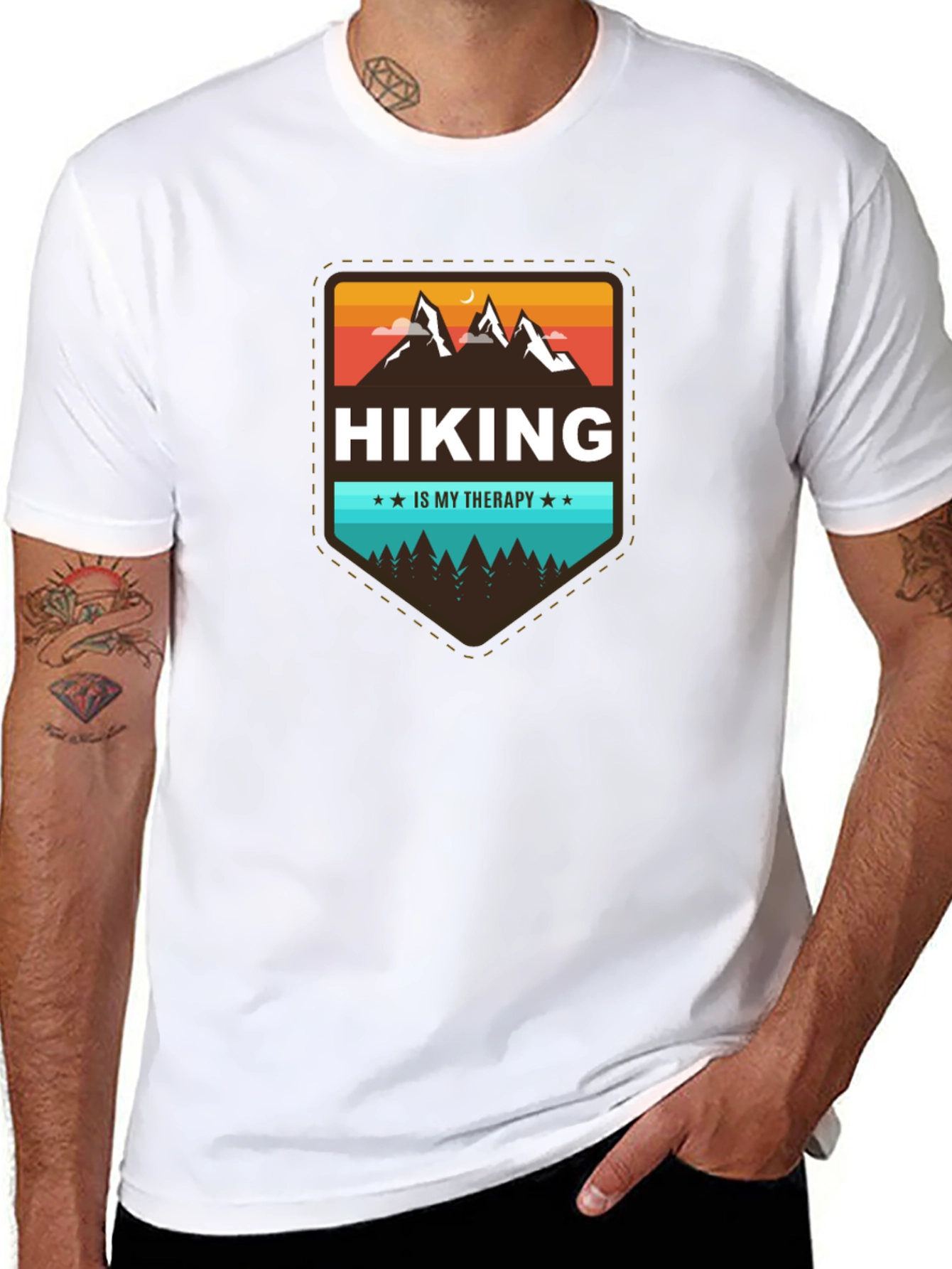 Hiking is My Therapy Black T-Shirt