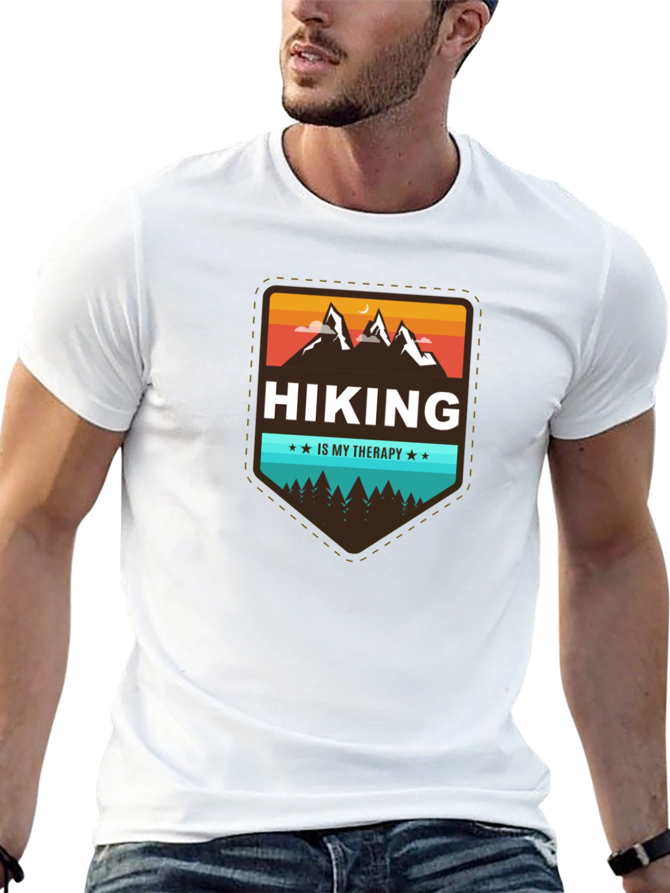 Hiking is My Therapy Black T-Shirt