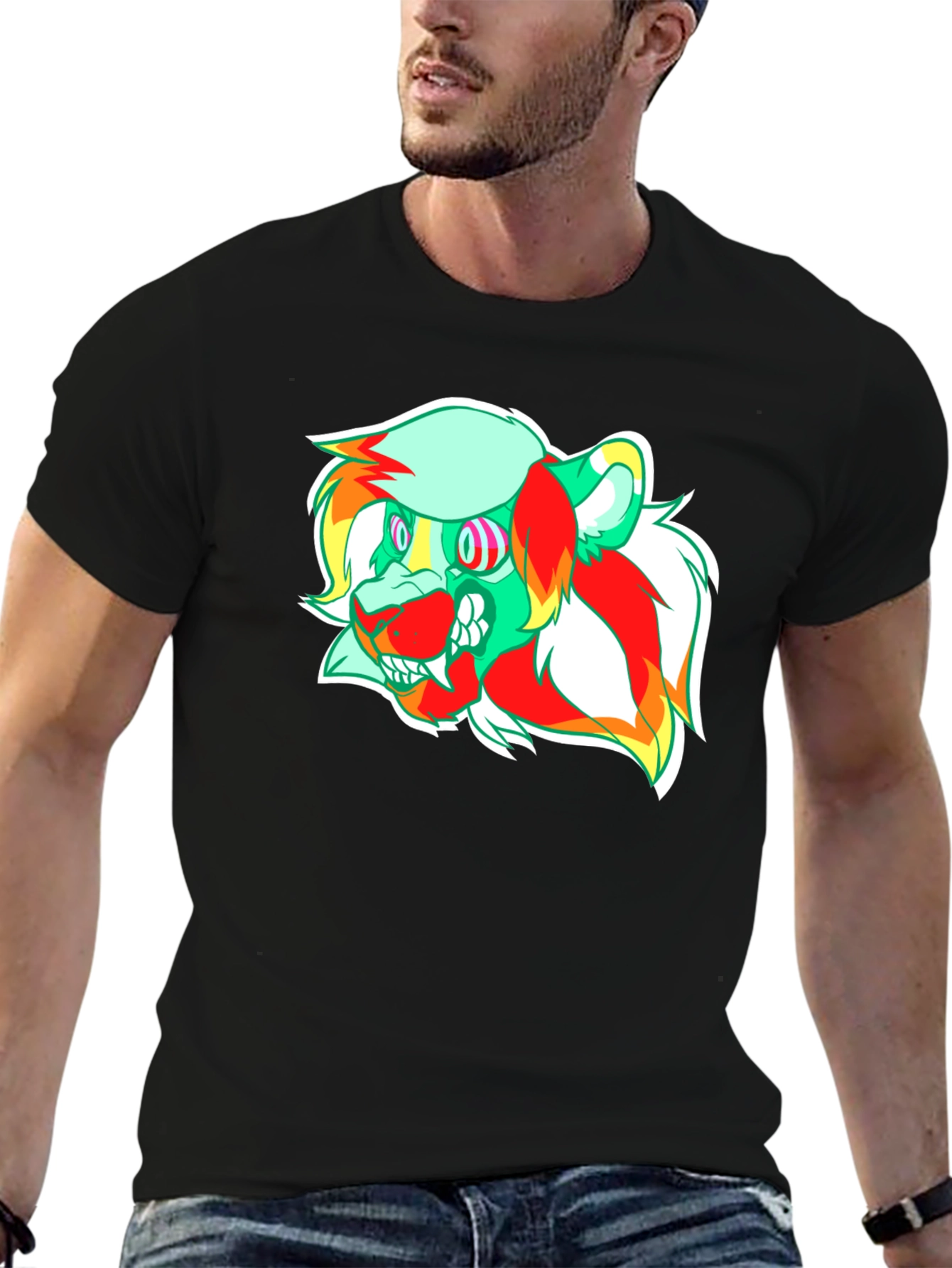 Psychedelic Lion Graphic Tee - Modern Comfort