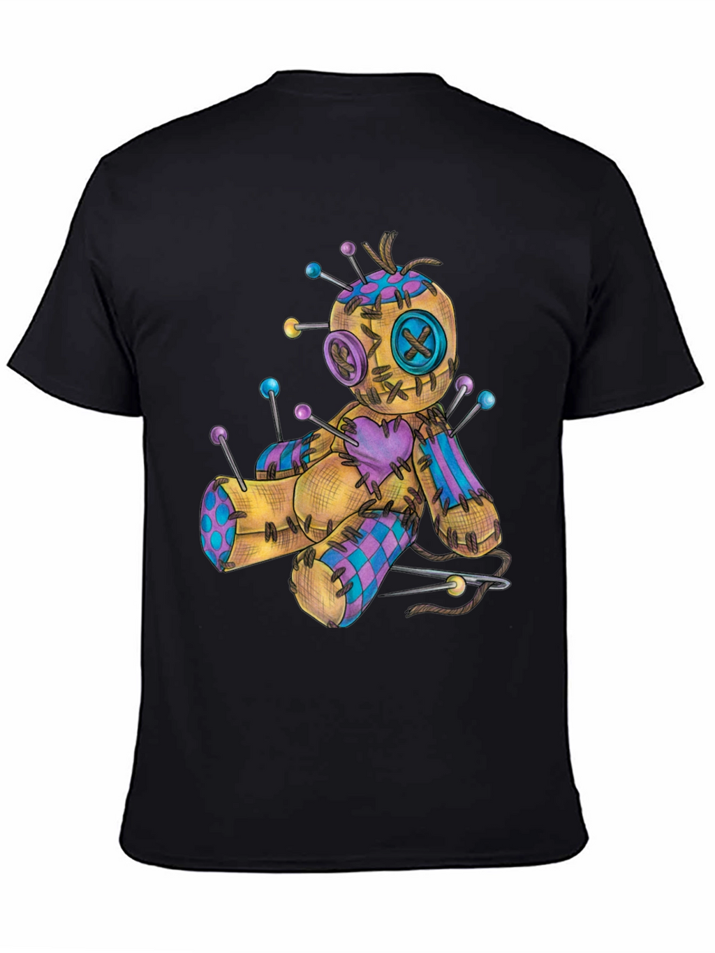Voodoo Doll Graphic Tee - Black Cotton Shirt