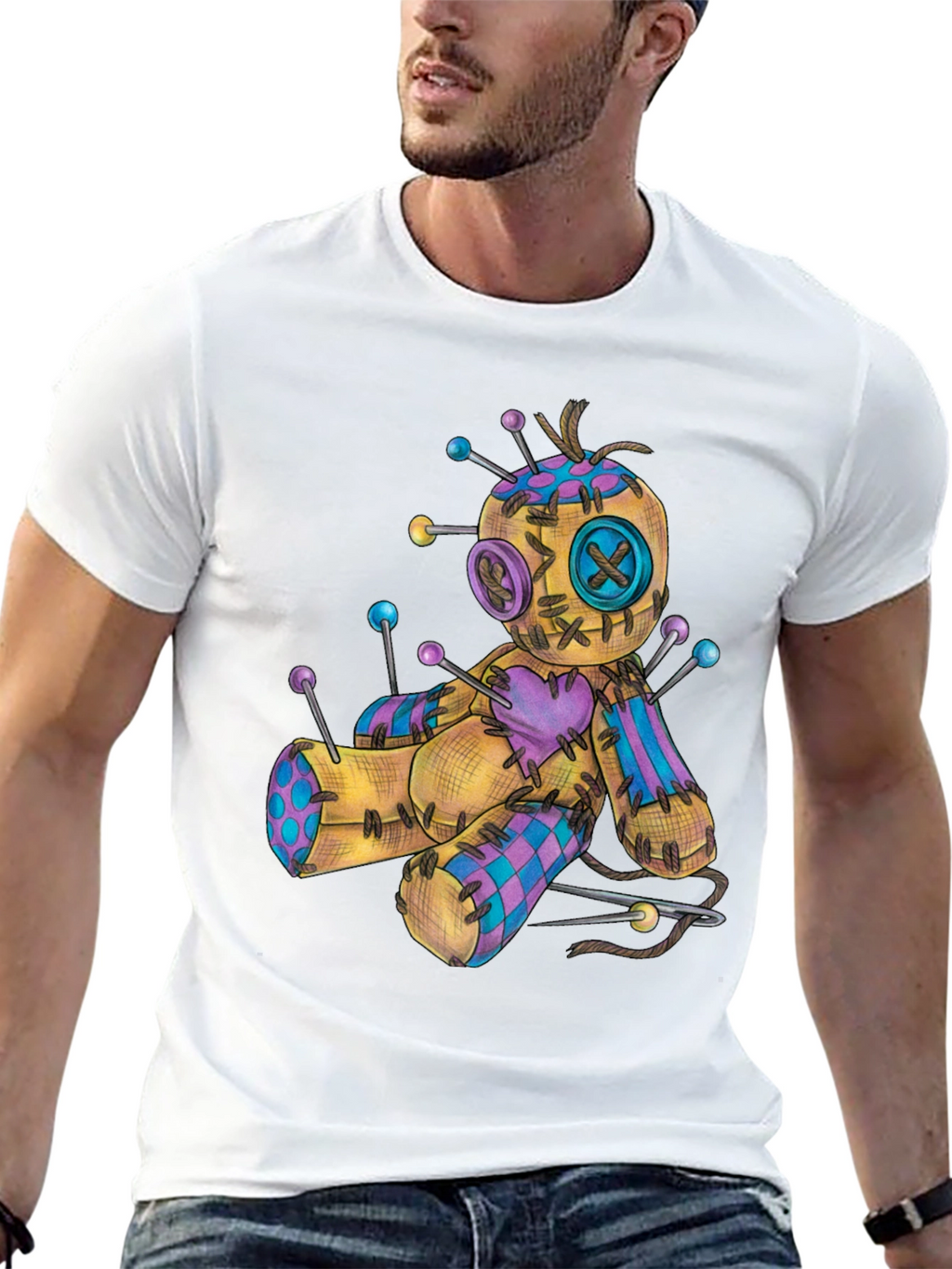 Voodoo Doll Graphic Tee - Black Cotton Shirt