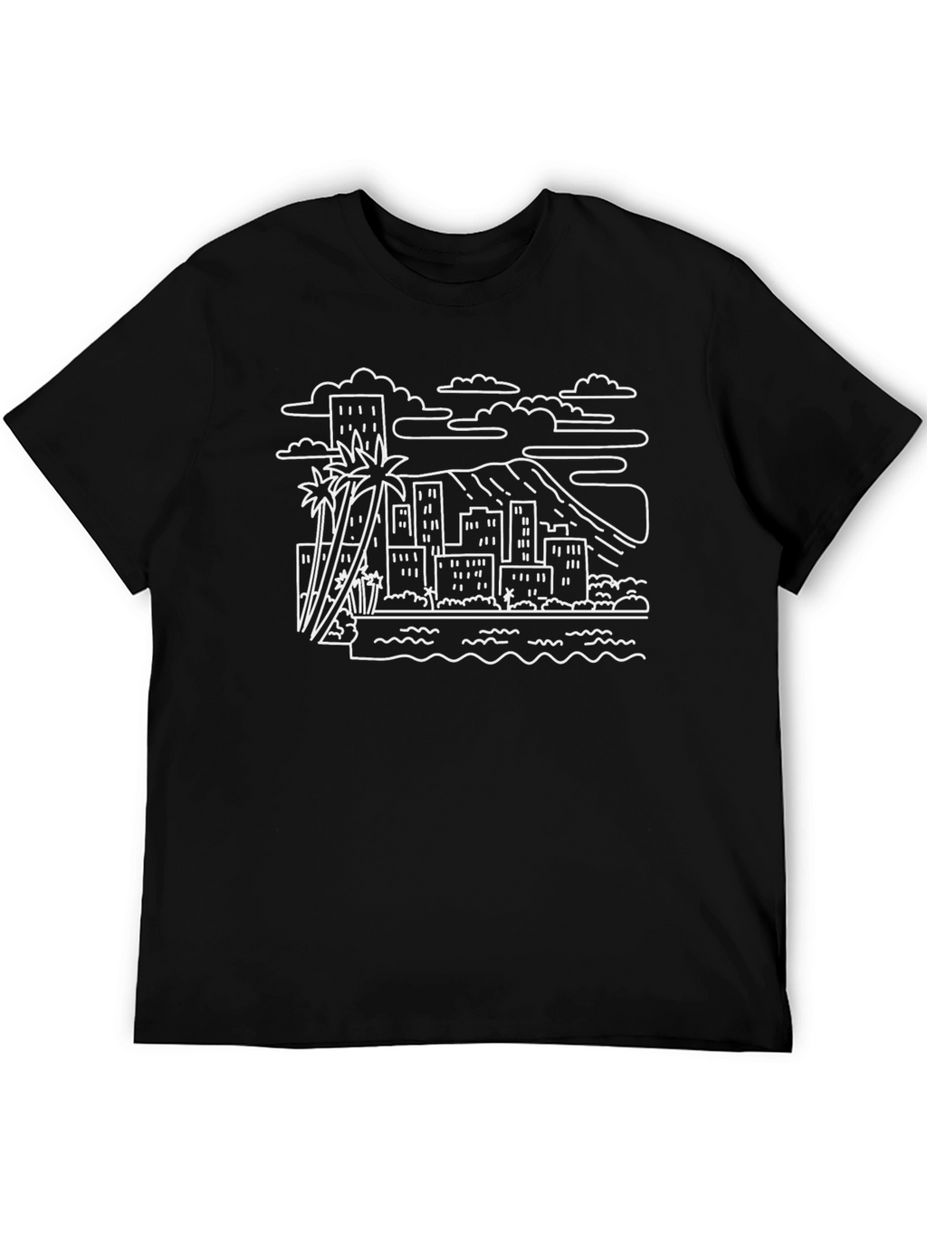 Black Honolulu Skyline T-Shirt