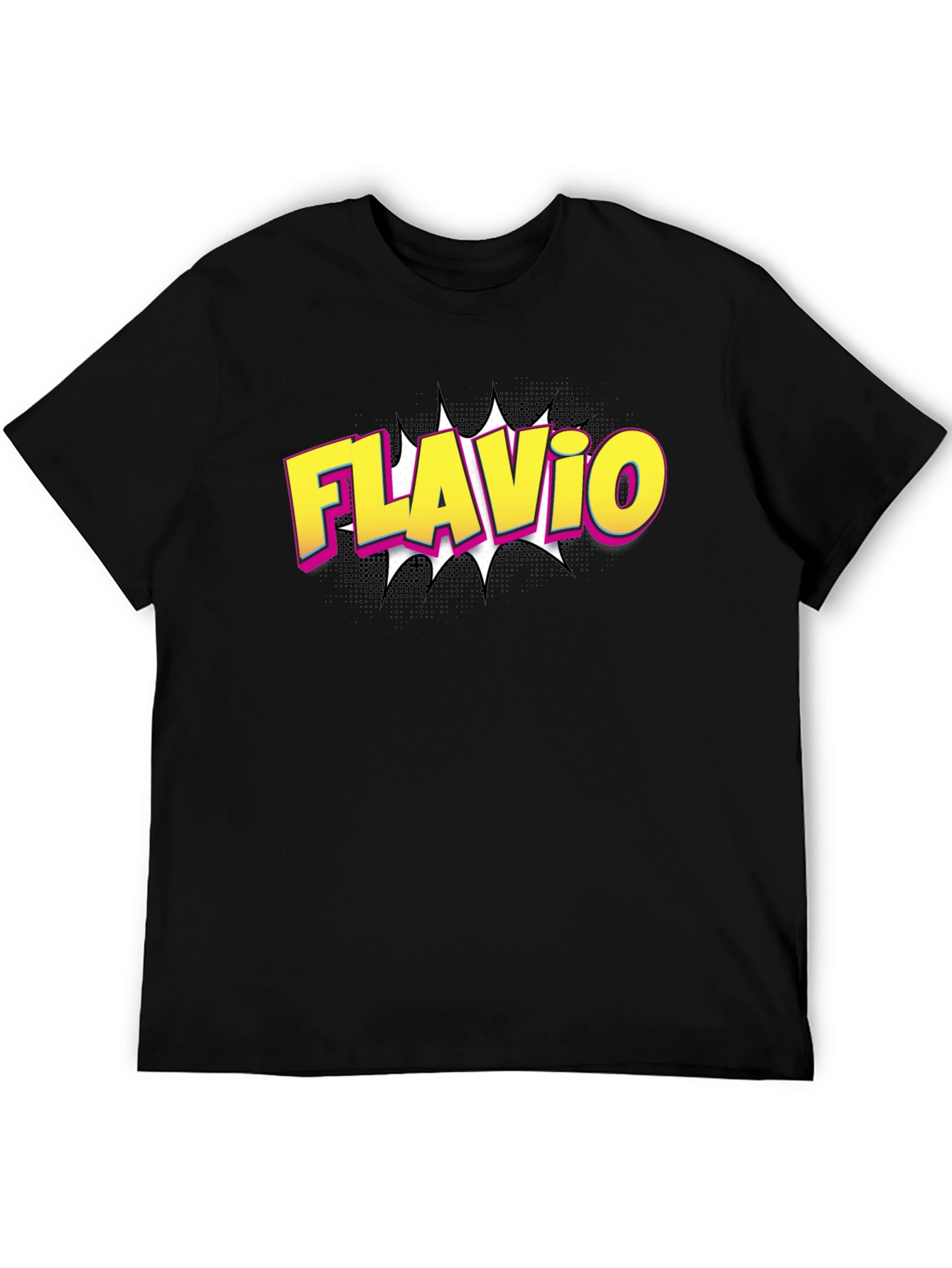 Flavio Comic Style Black T-Shirt