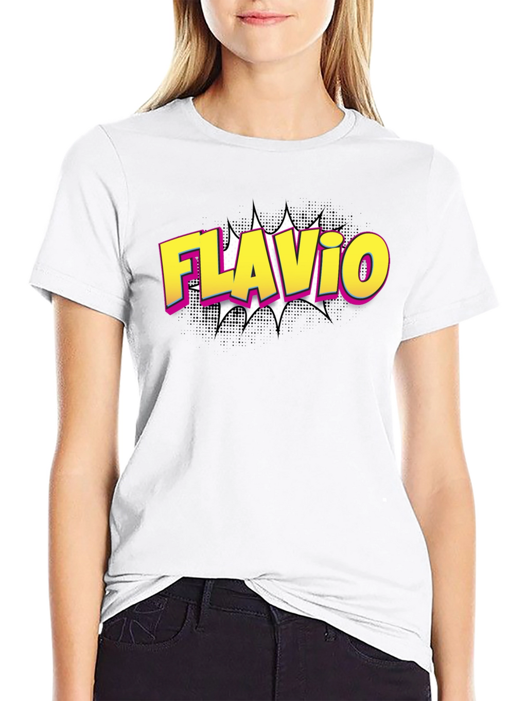 Flavio Comic Style Black T-Shirt