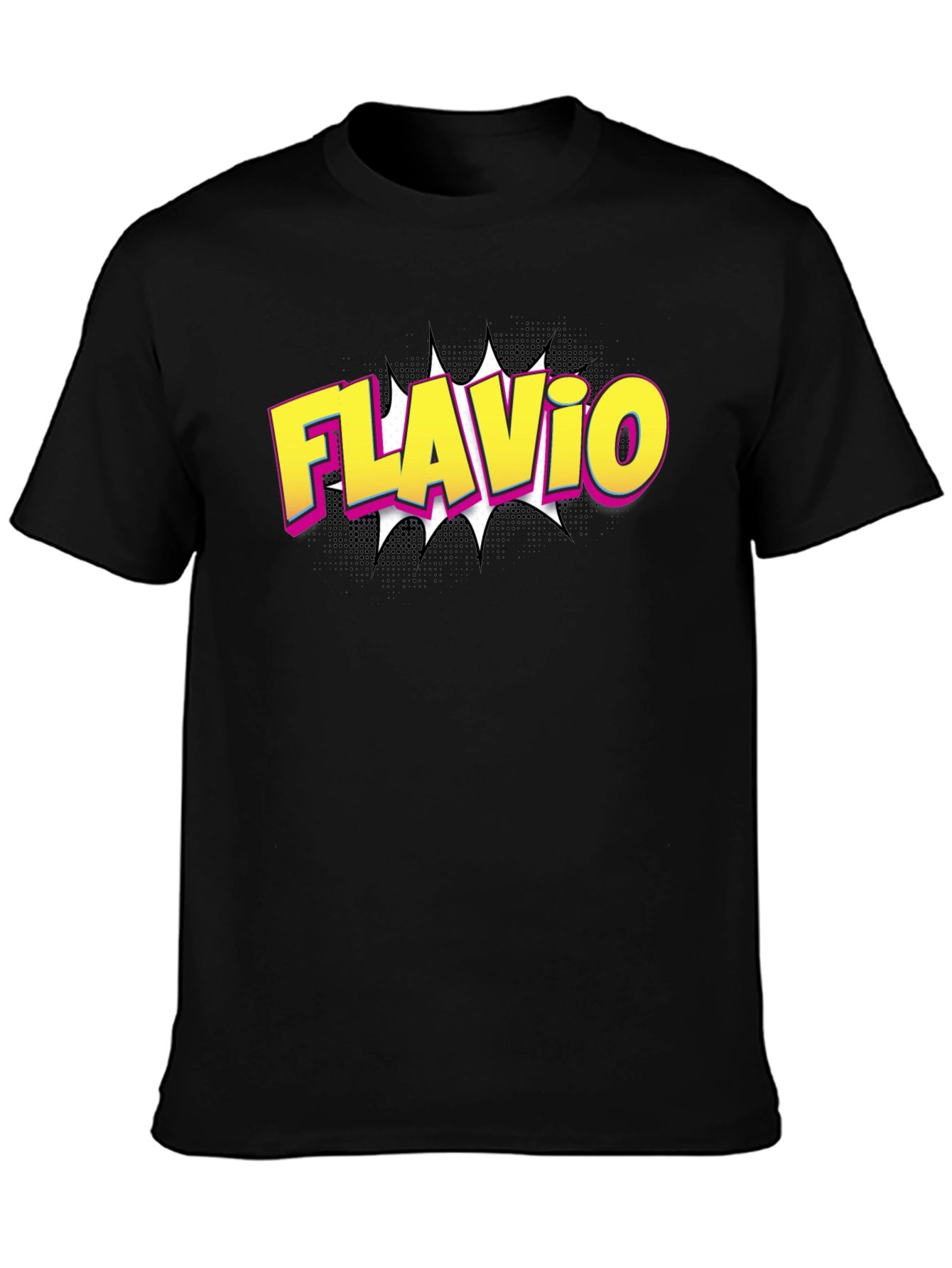 Flavio Comic Style Black T-Shirt