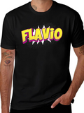 Flavio Comic Style Black T-Shirt