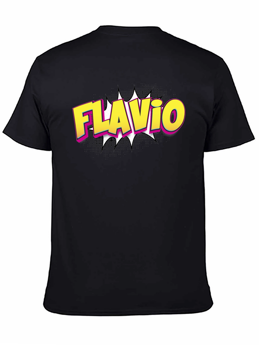 Flavio Comic Style Black T-Shirt