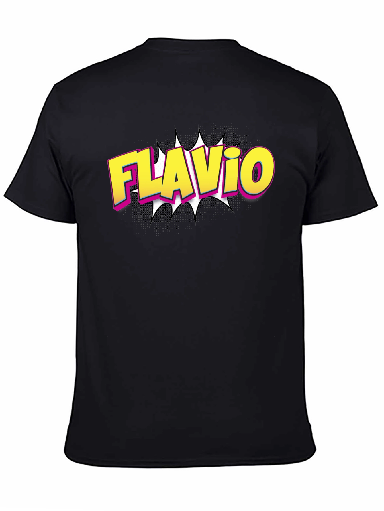 Flavio Comic Style Black T-Shirt