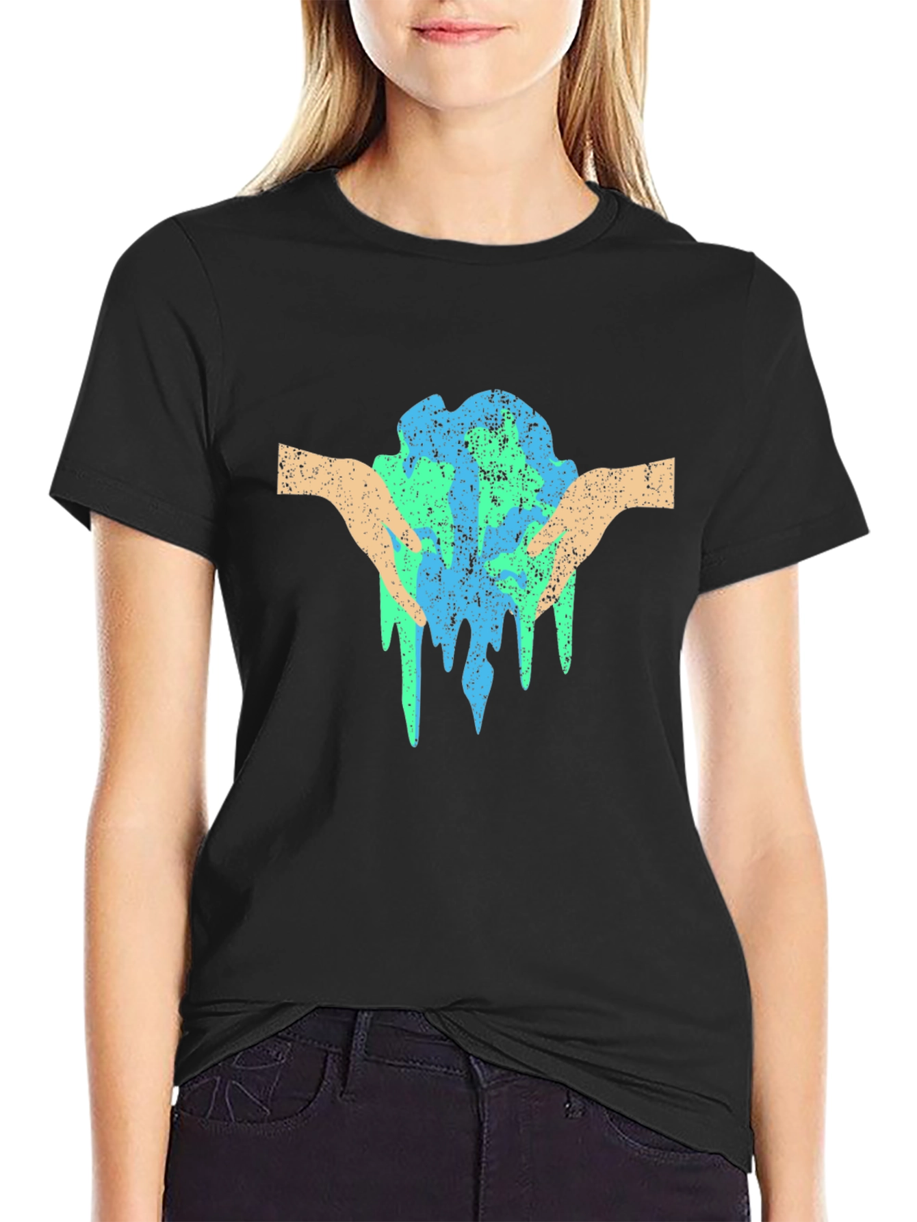 Save the Planet Tee - Earth in Hands Graphic T-Shirt