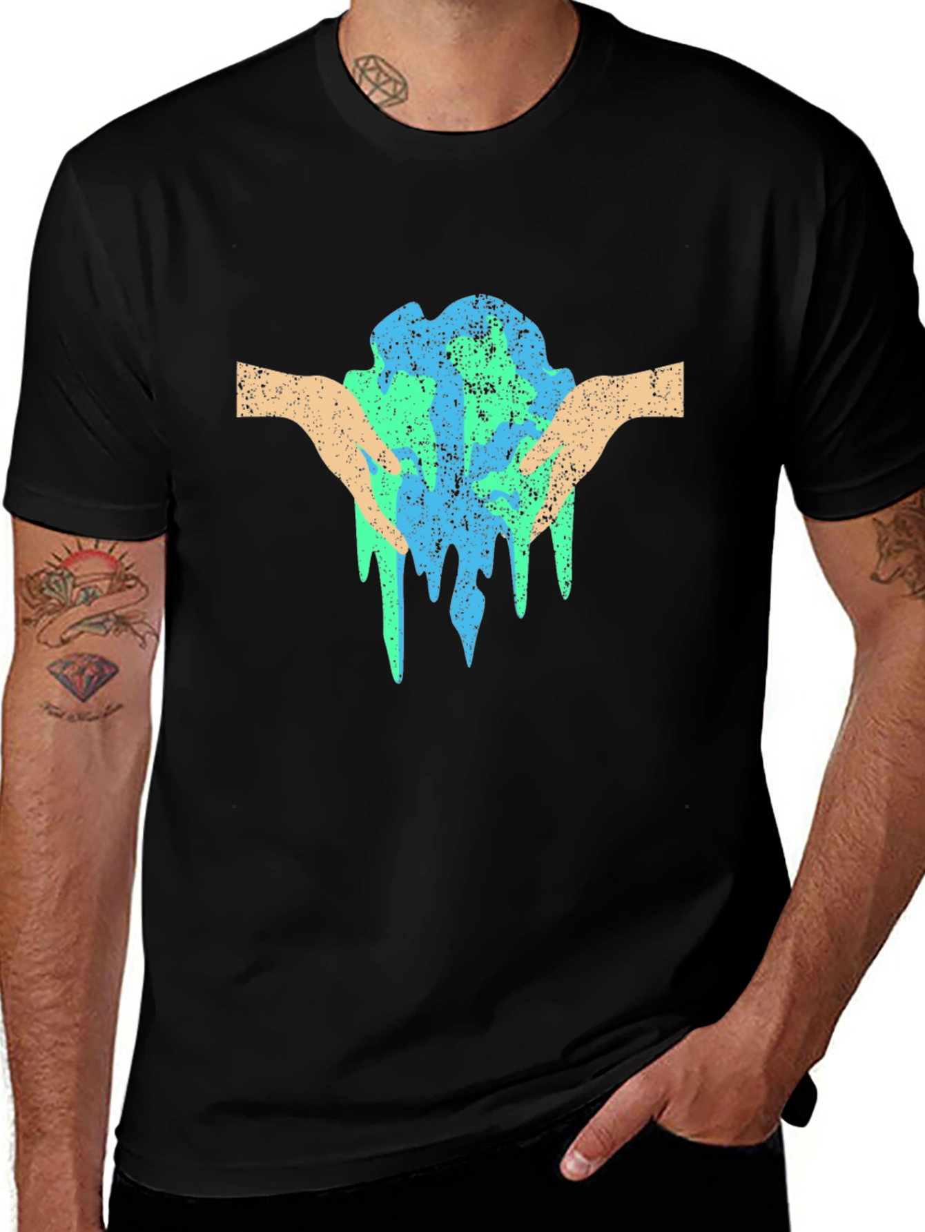 Save the Planet Tee - Earth in Hands Graphic T-Shirt