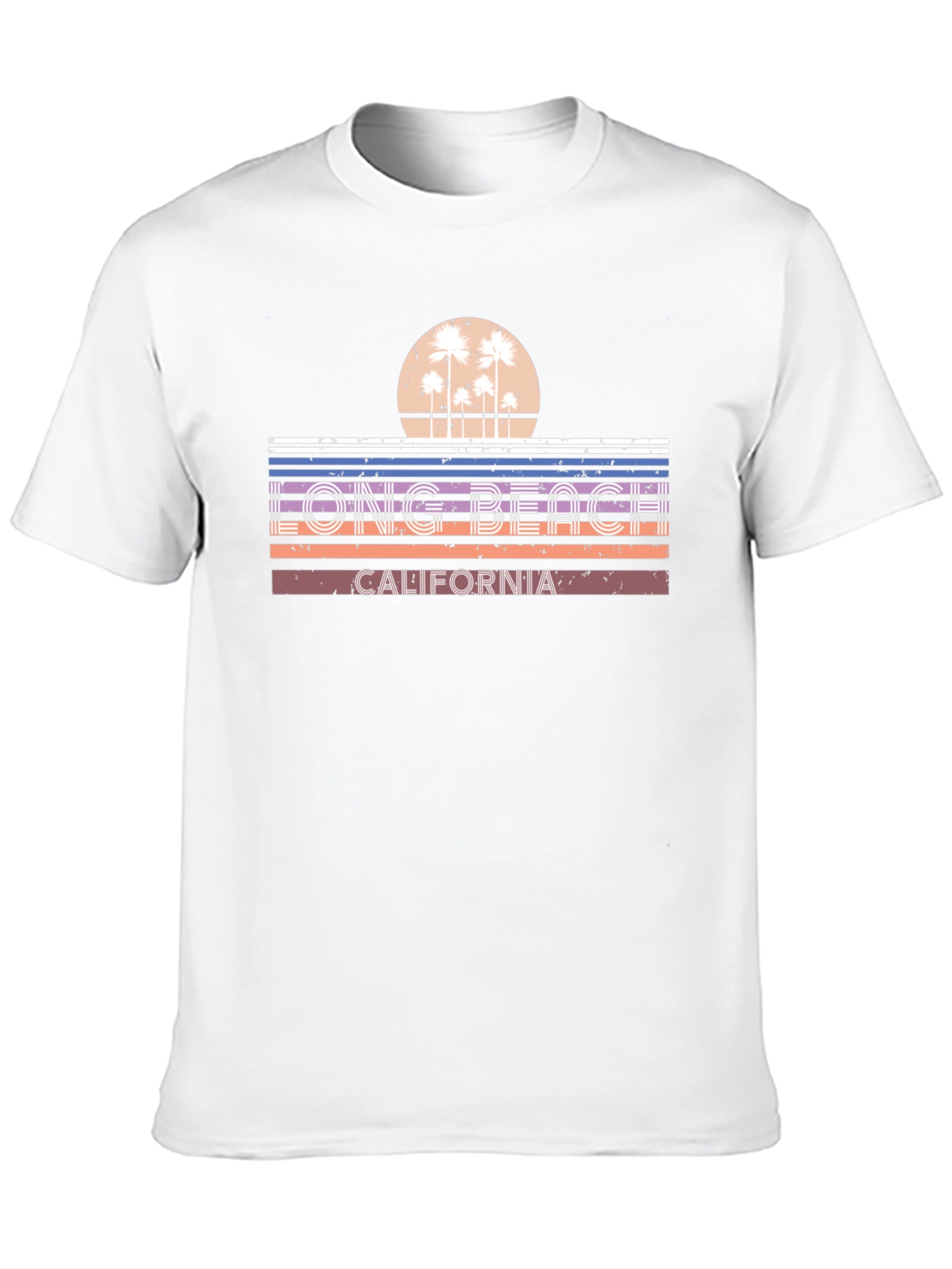 Long Beach California T-Shirt - Retro Palm Tree Graphic Tee