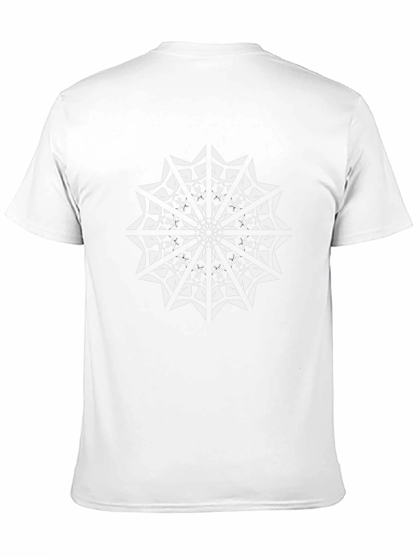 Black T-Shirt with White Geometric Mandala Design