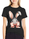 Cute Bunny T-Shirt - Pink Bow Easter Top