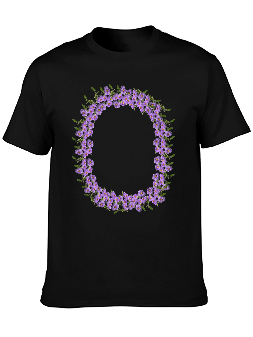 Floral O Wreath Black T-Shirt