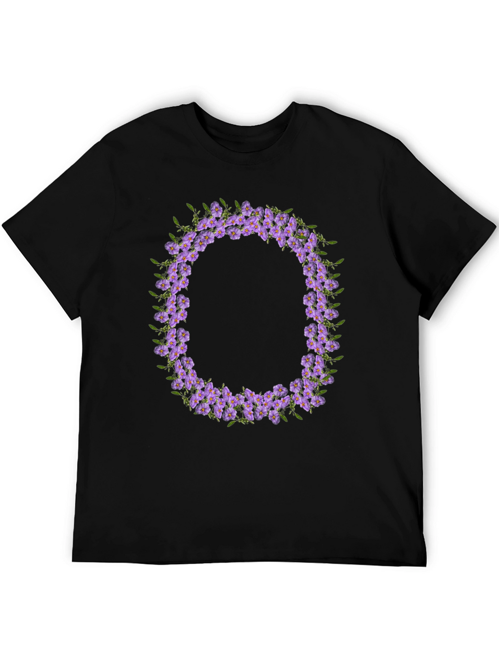 Floral O Wreath Black T-Shirt