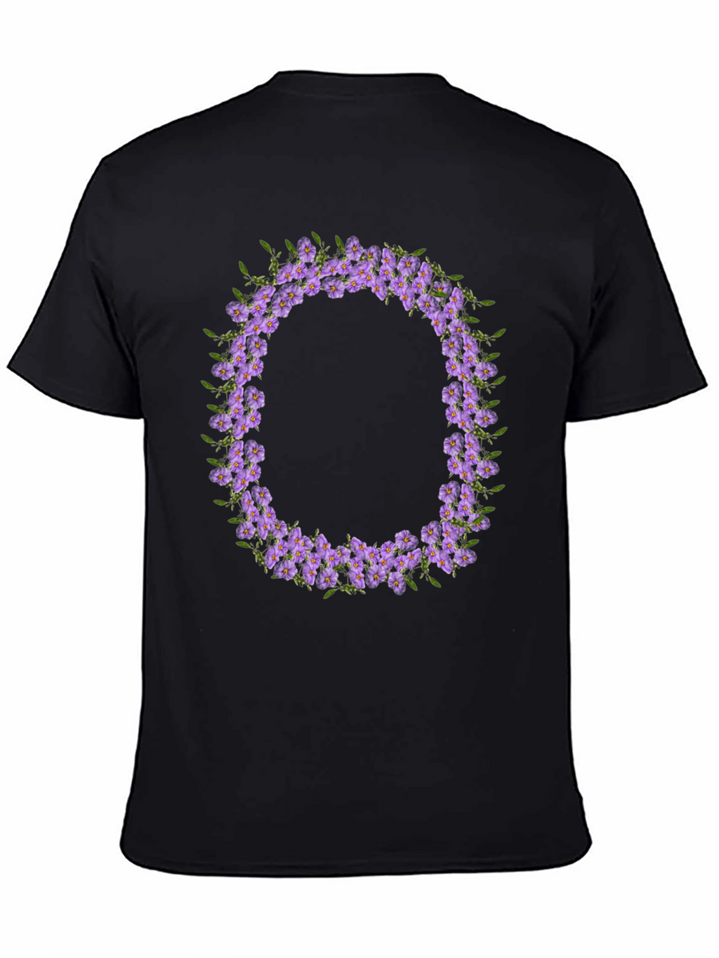 Floral O Wreath Black T-Shirt