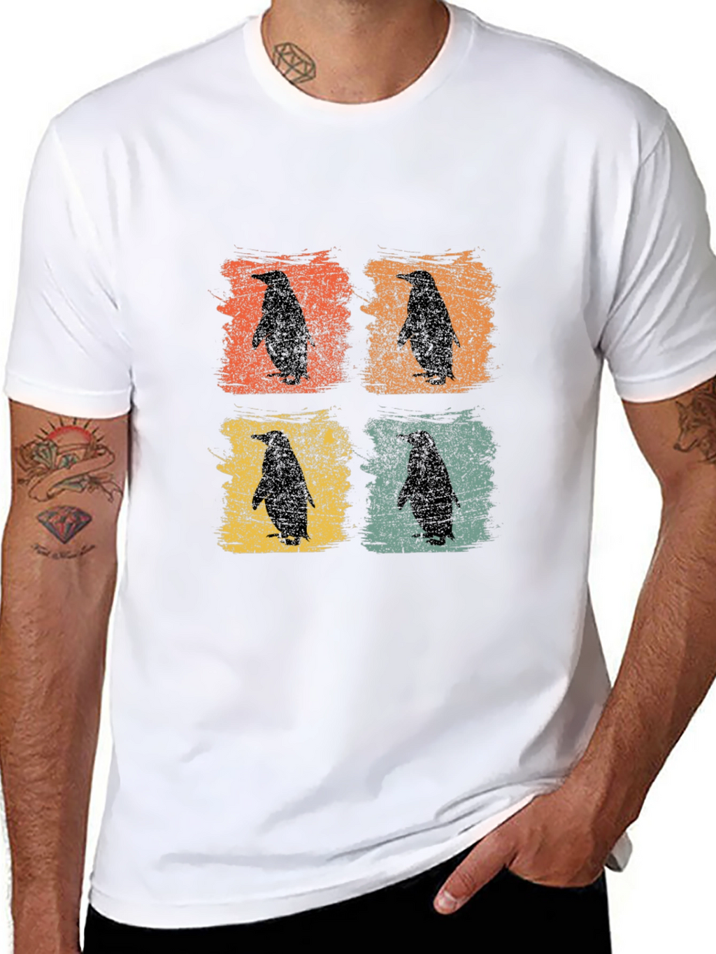 Retro Penguin Silhouette Graphic T-Shirt