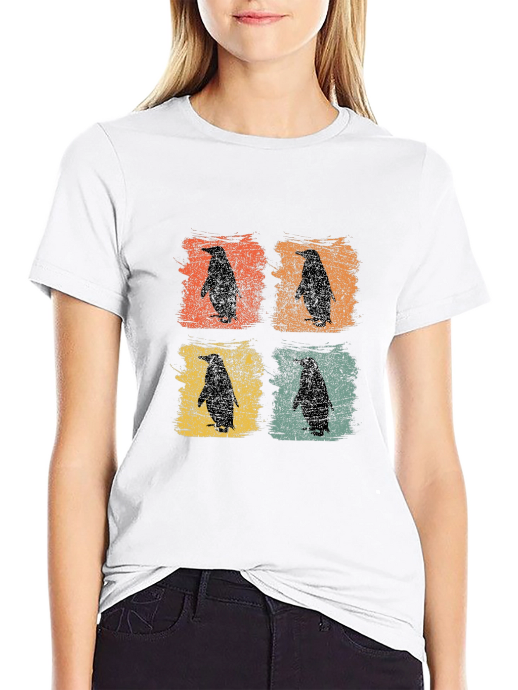 Retro Penguin Silhouette Graphic T-Shirt