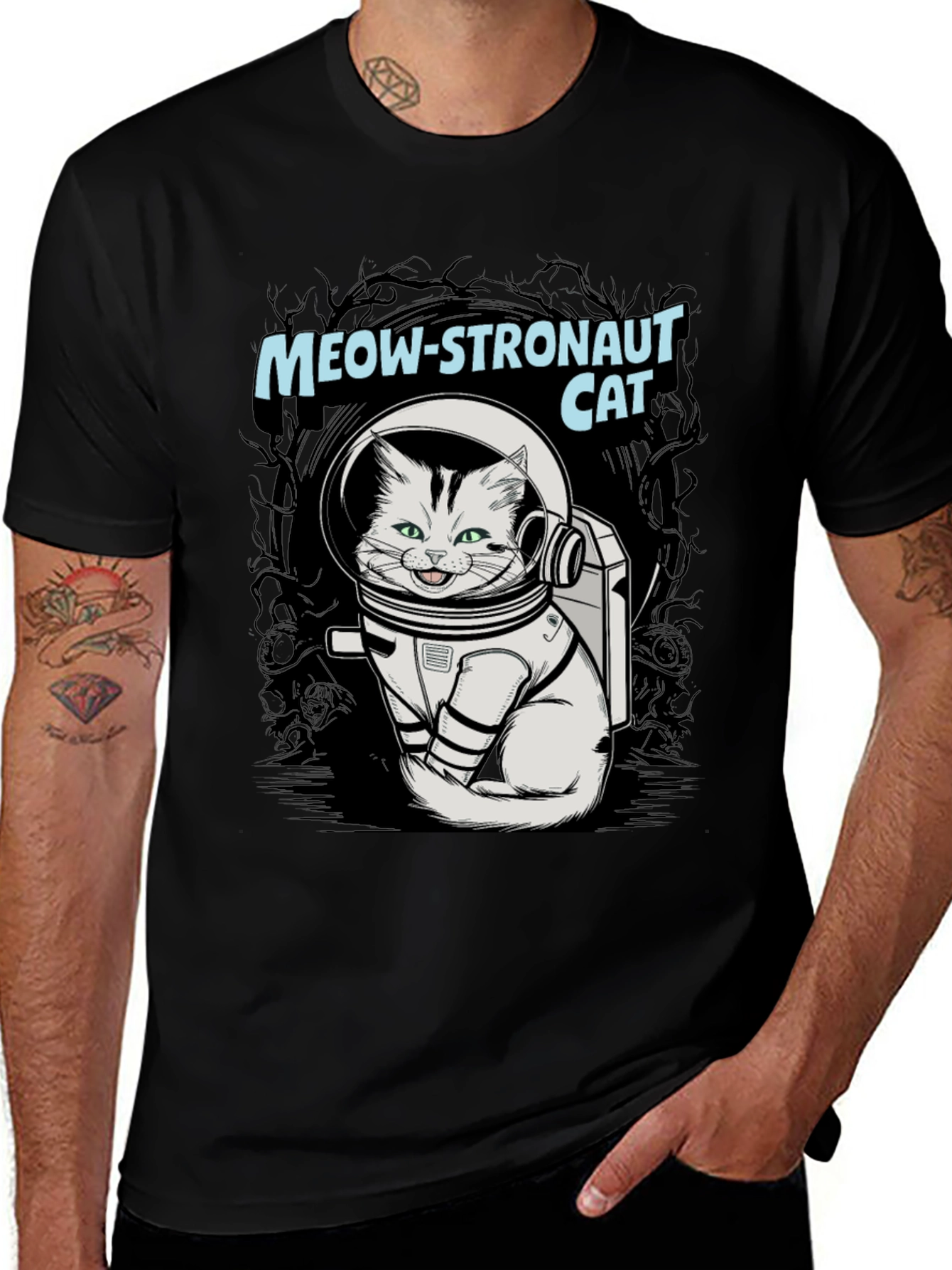 Meow-stronaut Cat Graphic T-Shirt - Space Adventure Tee