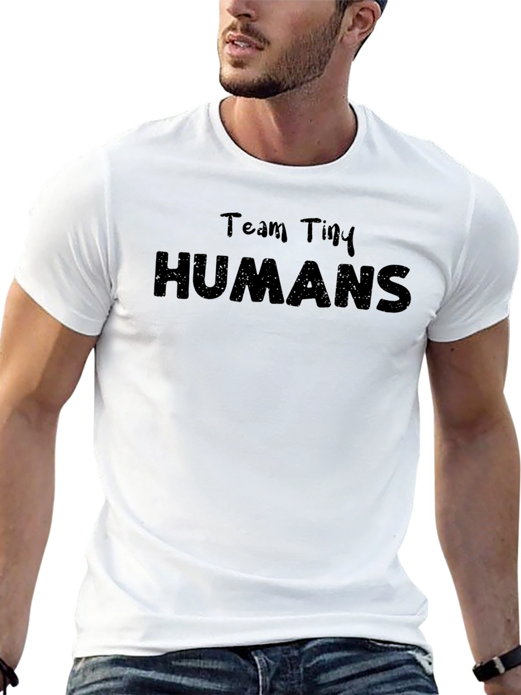 Team Tiny Humans Black Graphic T-Shirt