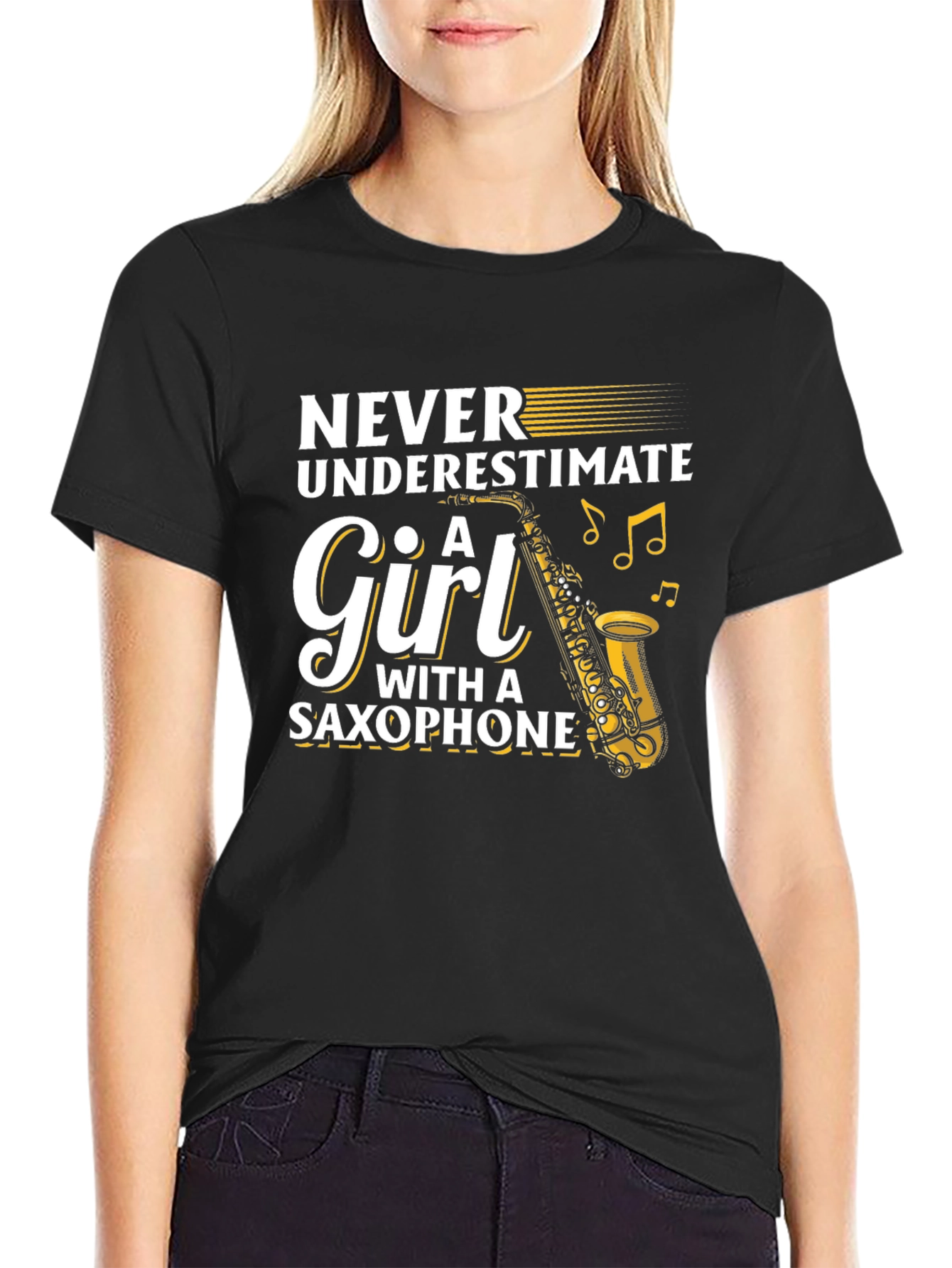 Never Underestimate A Girl With A Saxophone T-Shirt