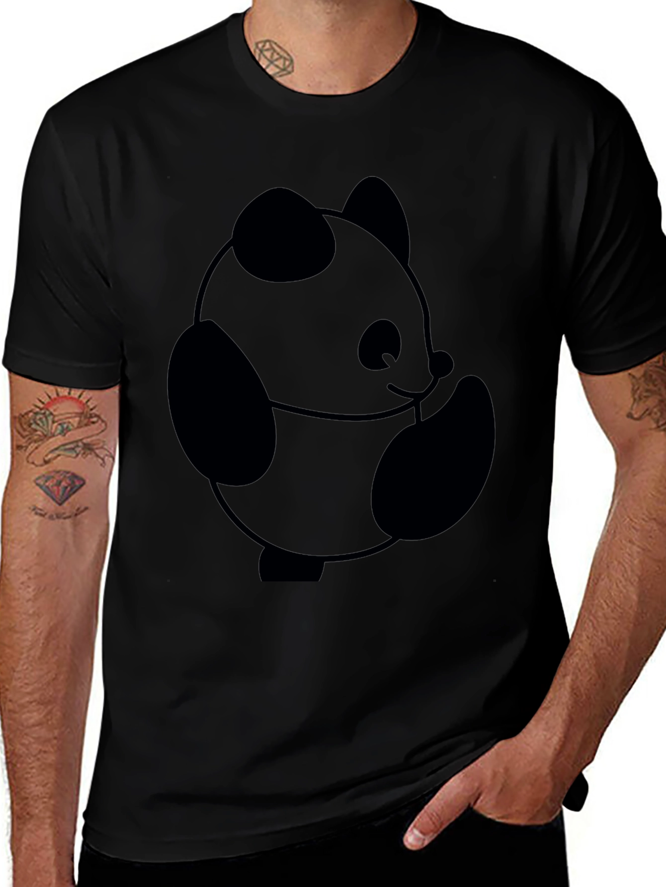 Cute Panda Graphic T-Shirt - Black Cotton Tee